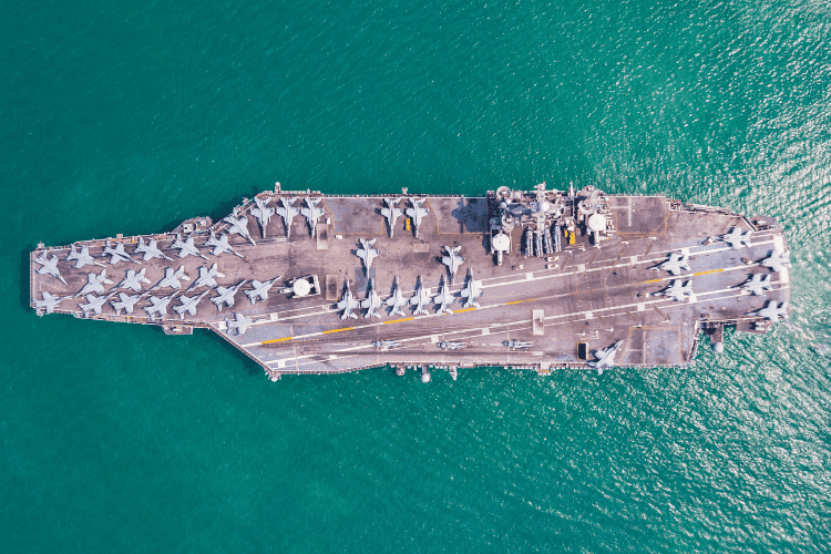 An aerial view of naval ship